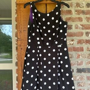 White House Black Market Black and white polka dot Dress size 8. EUC.
